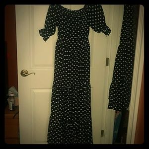 Polka dot black off the shoulder dress